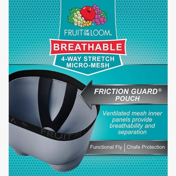 COPY - Fruit of the Loom Gray Boxer Briefs Stretchy Cotton Blend - Picture 3 of 4